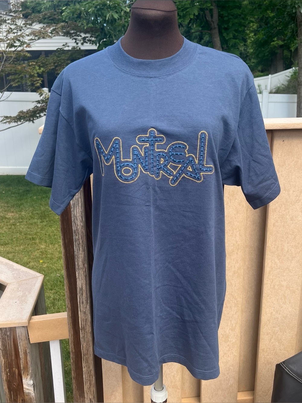 Vtg Bulletin Athletic Montreal Canada Blue Cotton Short Sleeve T-Shirt Sz S 90s